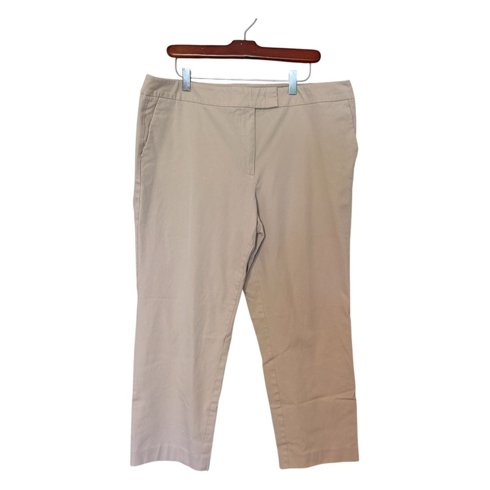 Ann‎ Taylor Factory Curvy Pants Women 16 Beige Cotton Blend Ankle Chino Trousers